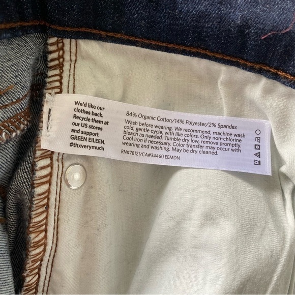 Eileen Fisher Jeans Slim Straight Blue Dark Wash Organic Cotton Blend Size 18 - Picture 9 of 9